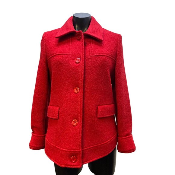 Neiman Marcus Red Wool Jacket Size 12 Button-Front - Picture 1 of 8
